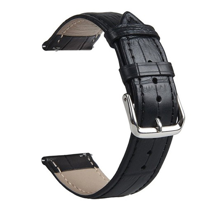 Сменный браслет Amazfit GTR 42mm Bip Haylou LS01/LS02 20mm кожаный Черный